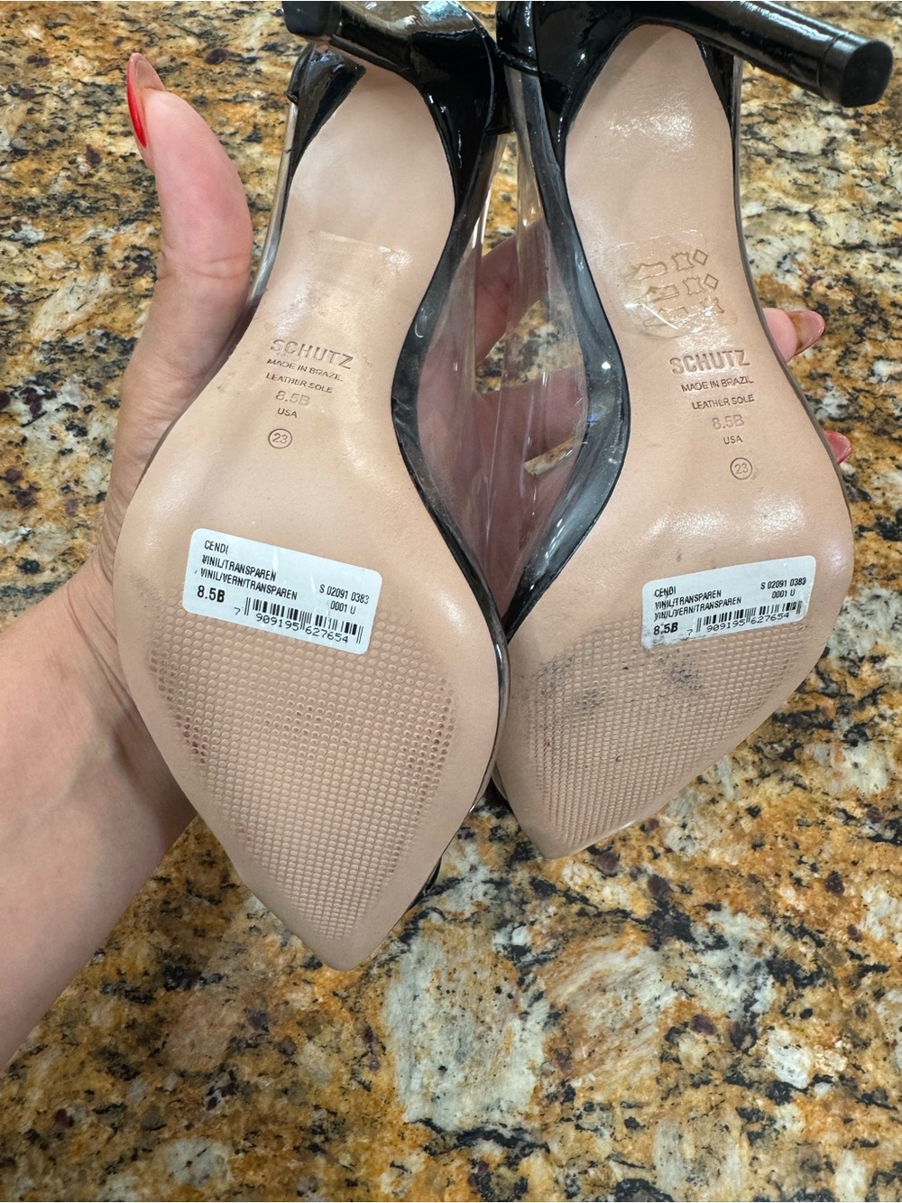 SCHUTZ Black Patent Pointed-Toe Clear sz8.5 - Picture 9 of 9